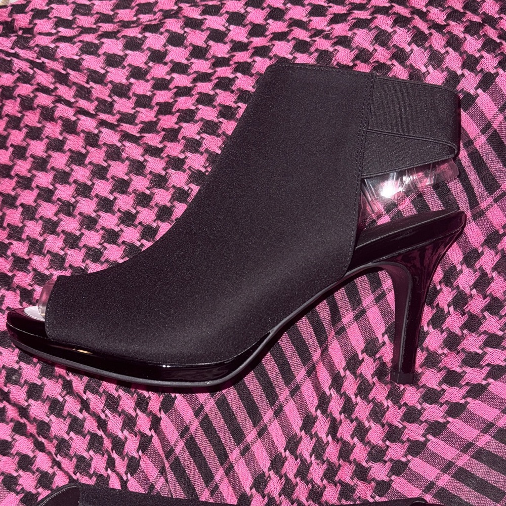 Life Stride Velocity Memory Foam Black Women's Heels Size 9.5 Peep Toe Booties - Picture 3 of 15